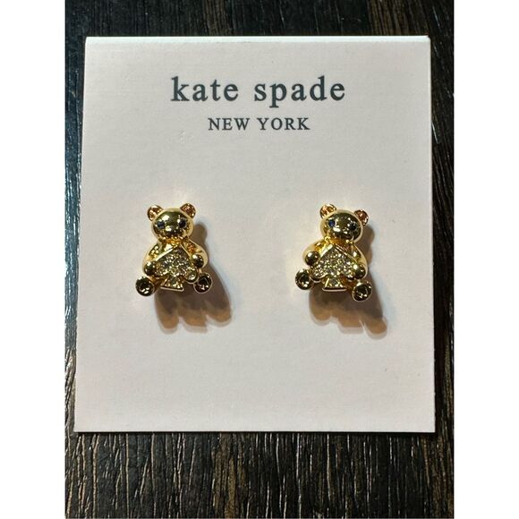 Kate Spade NWT necklace and earrings set - gold teddy bear - Picture 11 of 15